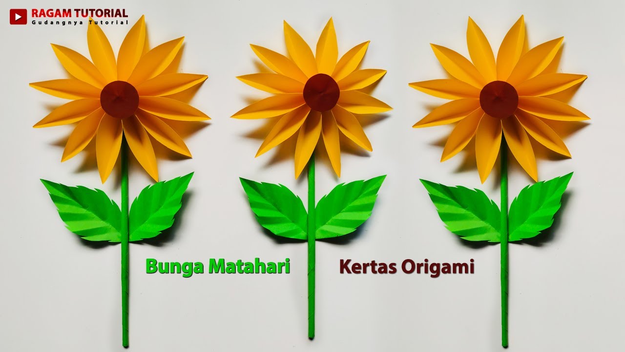 cara membuat origami bunga